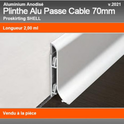 Plinthe Alu Anodisé Passe Cable SHELL 70mm