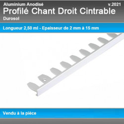 Profil d'Arrêt Droit Cintrable Alu Anodisé Durosol